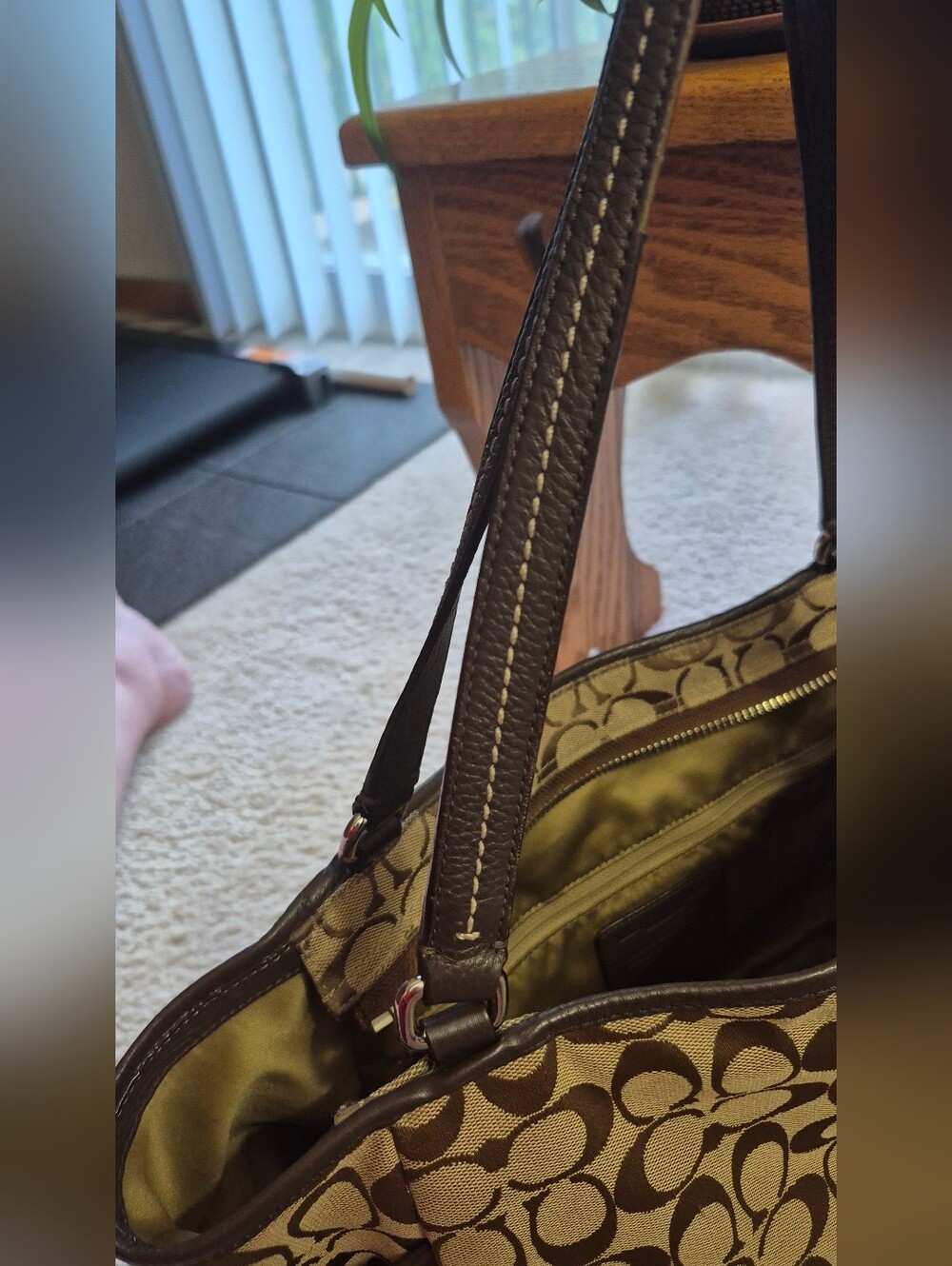 Coach Tan and Brown Signature Canvas Tote with Matching Wallet. GOOD CONDITION - Picture 12 of 17